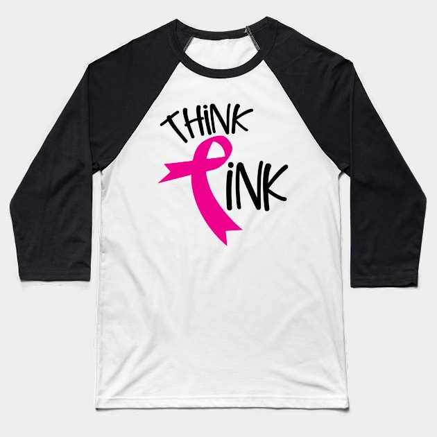 Think Pink Breast Cancer Awareness Baseball T-Shirt by trendybestgift